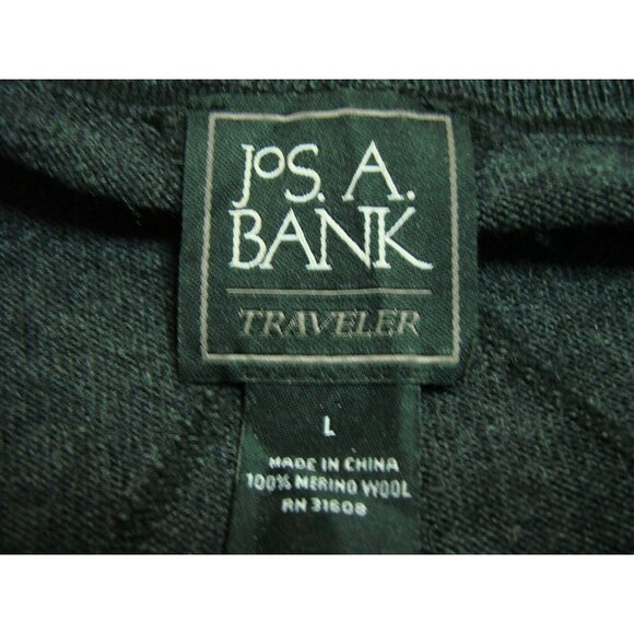 Jos. A. Bank Traveler Sweater Mens L Merino Wool V Neck Gray Black Maroon Stripe - Picture 5 of 10